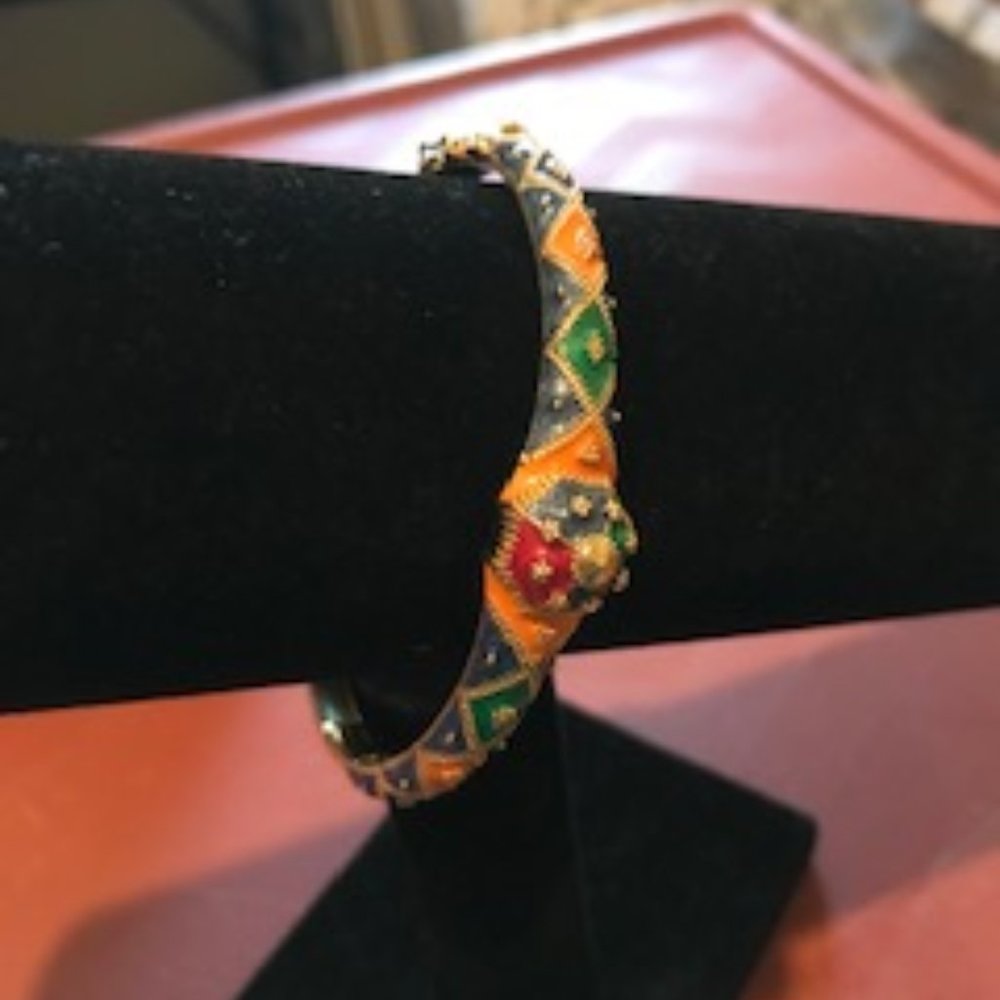 Sterling Silver And Enamel Bangle - image 2